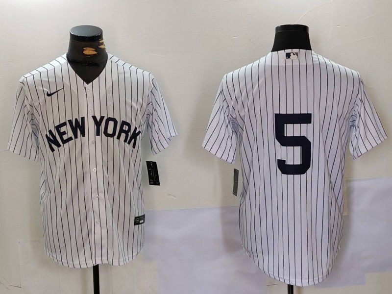 Men New York Yankees #5 No Name White stripe Game 2024 Nike MLB Jersey style 902